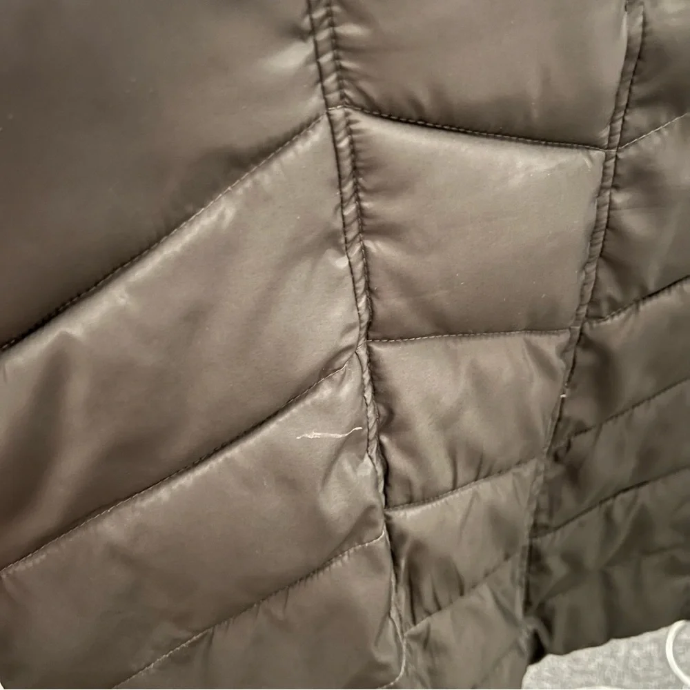 Rachel Roy Olive Green Winter Puffer Coat with fur hood size Large - Picture 5 of 6